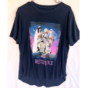 Beetlejuice Graphic T-Shirt Womens XXL 19 Navy Blue Excellent Movie Poster Tee